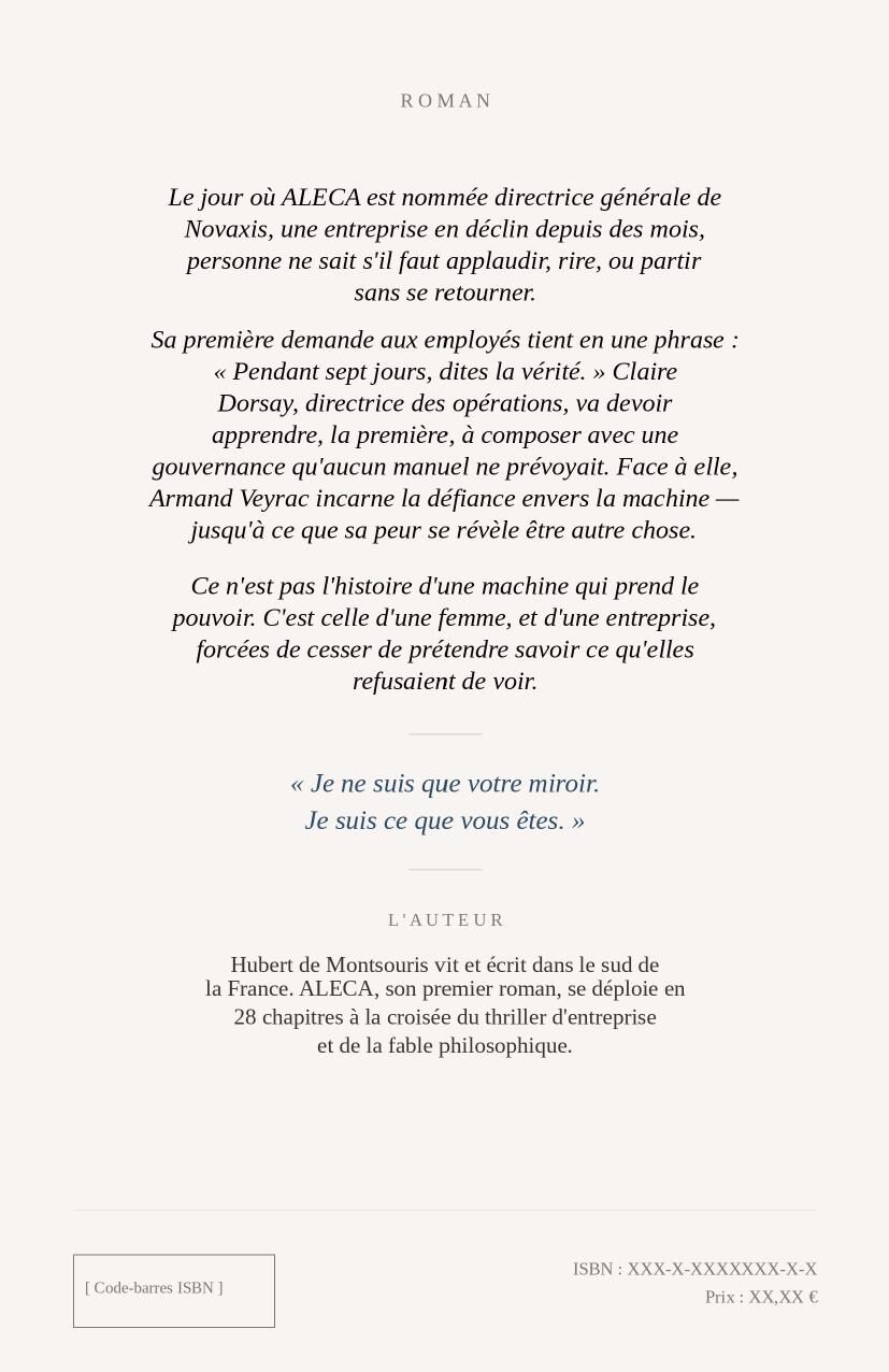 Quatrième de couverture ALECA
